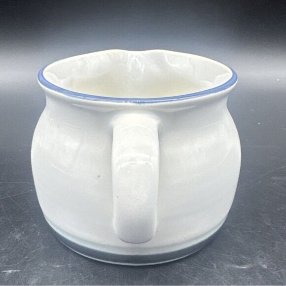 VTG Pfaltzgraff AURA Ceramic Gravy Boat Pitcher Blue Bands Made in USA - Picture 3 of 9